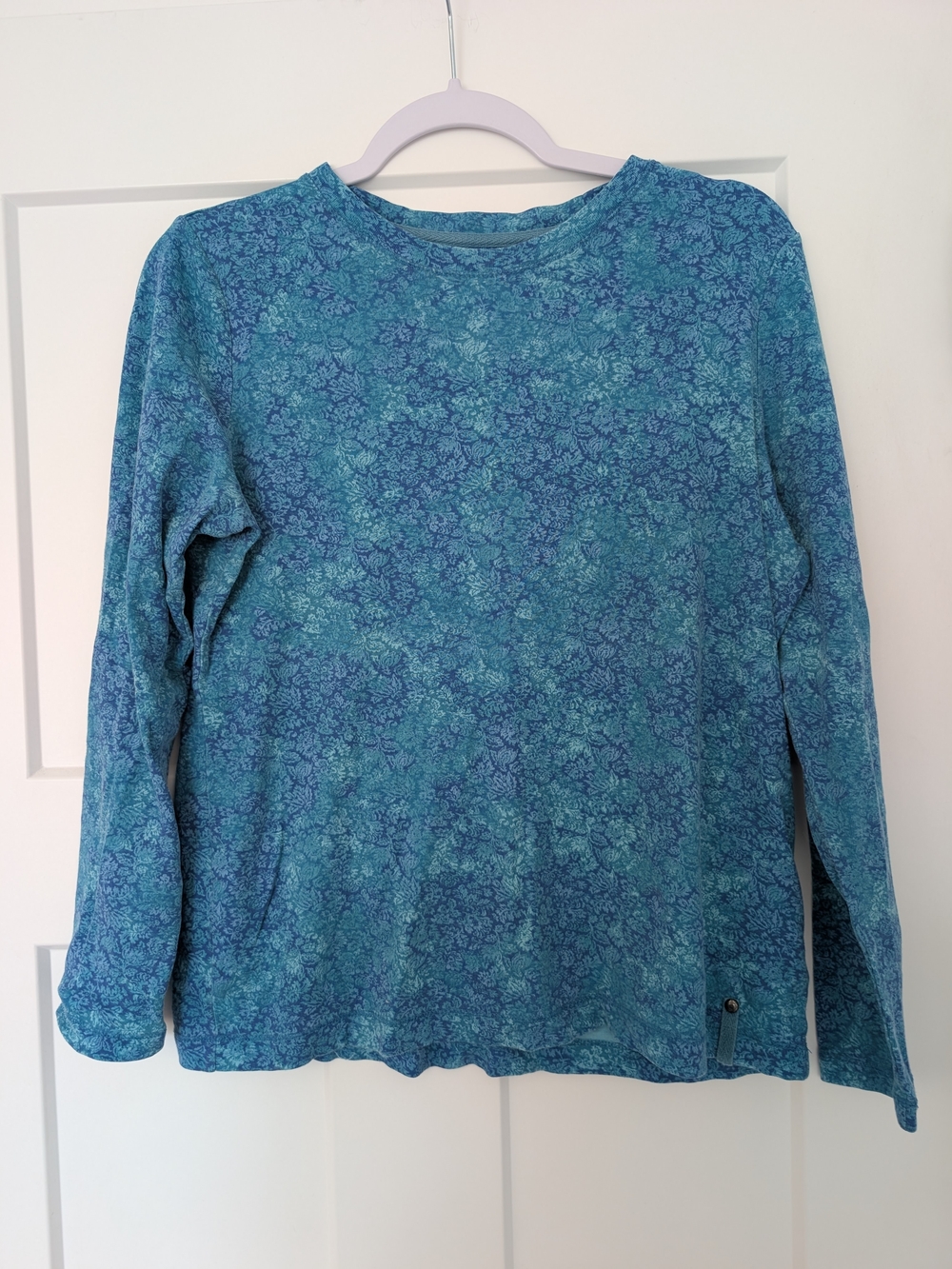 Ruff Hewn Teal Blue Floral Long Sleeve Top